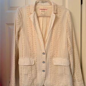 Anthropologie Cream Textured Blazer